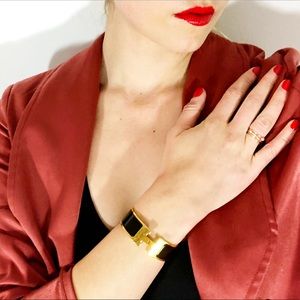 Hermes Wide Clic Clac H Bracelet- Black and Gold